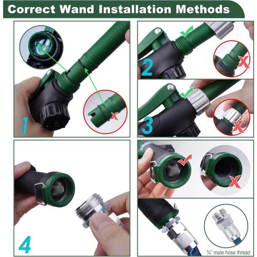 Heavy Duty 28 Inch Watering Wand with Pivoting Head, Adjustable Garden Hose Water Sprayer Wand with Ergonomic Handle, Spray 6 Watering Patterns, Perfect for Watering Seedling Beds, Flowers