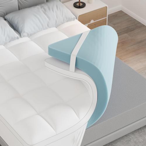 Dual Layer 4.5 Inch Memory Foam Mattress Topper Queen, 2.5 Inch Cooling Memory Foam, 2 Inch Thick Pillow Top Mattress Pad Cover for Hard Bed, Soft Fluffy & Pressure Relief & Medium Support