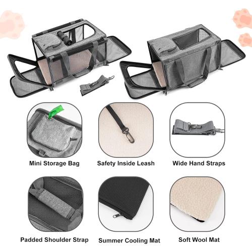 GAPZER Pet Carrier for Large Cats, Soft-Sided Cat Carrier for Medium Big Cats and Puppy up to 20lbs, Washable Dog Carrier Privacy Protection for Home Outdoor Travel