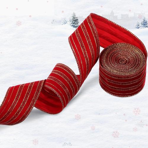 Syhood Christmas Wired Velvet Ribbon with Gold Edge, Waterproof Wrapping Velvet Decoration Ribbon for Xmas Wreath Bows Floral Craft Ornaments(Burgundy,2.5 Inch by 15 Yard)