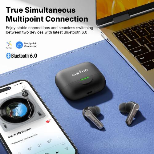 EarFun Air Pro 4  Adaptive Noise Cancelling Wireless Earbuds, Qualcomm aptX Lossless, Dual Drivers, Translation Earbuds, Snapdragon Sound, 6 Mics AI Clear Calls, Hi-Res Sound, LDAC, Bluetooth 6.0, 54H