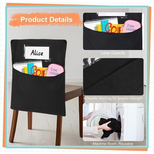 Classrooms Chair Pockets, 24 PCS Sturdy 18x20 Chair Bags for Classroom Chairback Pockets with Name Tags Storage for Supplies Classroom Organization Fits Most Student Chairs K-2 Teacher Essentials