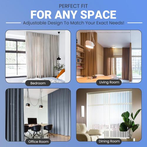Adjustable Wall or Ceiling Mounted Curtain Track – No Cutting Needed & Extends 2.8 to 5.7 ft - Lightweight Aluminum Retractable Curtain Track System with Curtain Track Hooks & Rollers