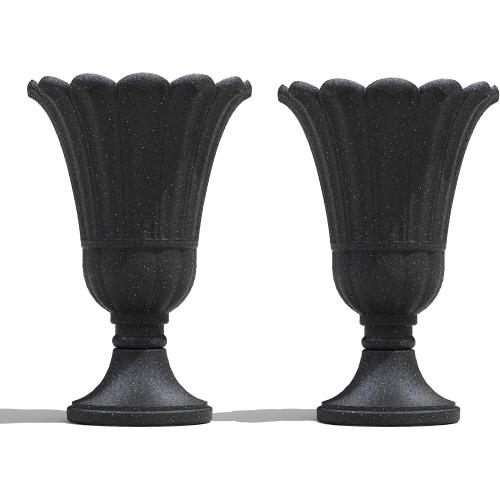 ‼️may be missing or broken pieces and this product has scratches and mild stains ‼️23 Tall Planters for Outdoor Plants Set of 2, Planter with Drainage Holes and Petal Design, Large Outdoor Planters for Porch, Garden, Indoor, Black