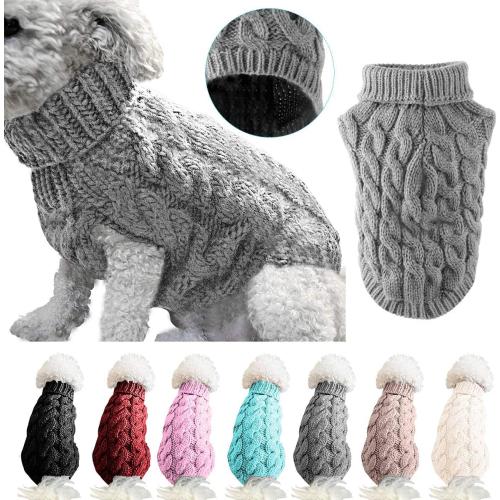 Small - Winmany Pet Dog Turtleneck Knitting Sweater Coat Winter Warmer Thickening Pullover Knitwear Crochet Coat Clothes for Small dog Cat