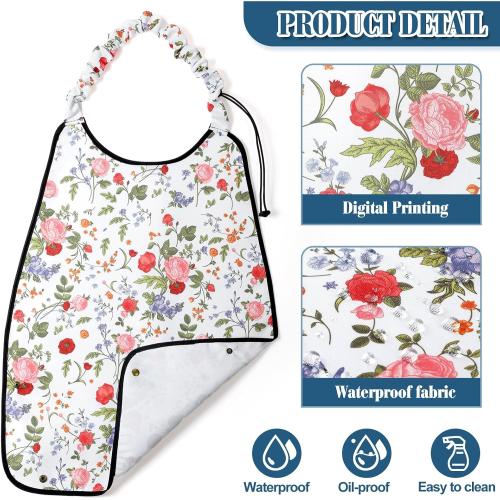 Shihanee 3 Pcs Adult Bibs for Women Adjustable Neck Closure Bibs Waterproof Clothing Protector with Crumb Catcher