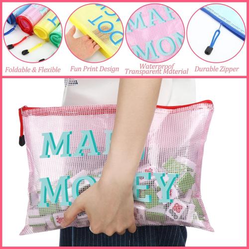 4 Pack 13.6 x 9.7 Inch Empty Mahjong Tile Bag American PVC Clear Mahjong Case Size 166 Waterproof Zippered Storage Tile Holder Rack Bag for Game Lover Gift Travel, Case Only (Mixed)