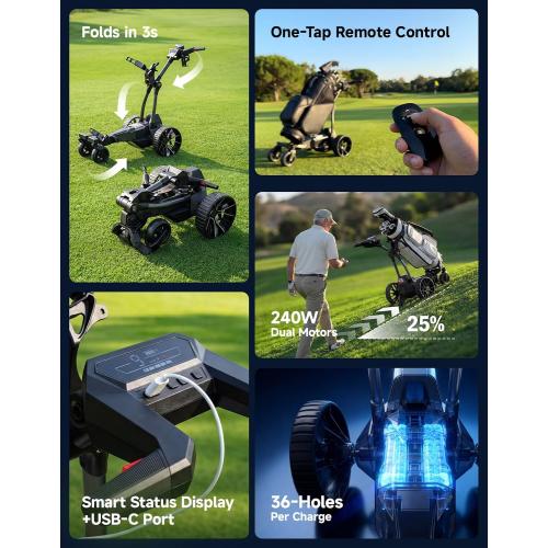 KEMIMOTO ApexR Electric Golf Cart with Power Assist Mode, 36 Hole Battery