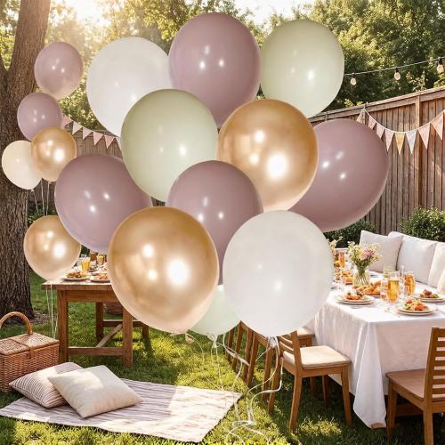 Dusty Pink Balloons 60 Pack, Metallic Latex Balloons 12 Inch with Ribbons for Birthday Party, Wedding & Graduation | Includes White, Nude, Pink & Gold Balloon Variety