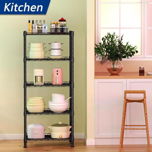 Black,11.8 D x 16.6 W x 53.5 H REGILLER 5-Wire Shelving Metal Storage Rack Adjustable Shelves,Standing Storage Shelf Units for Laundry Bathroom Kitchen Pantry Closet