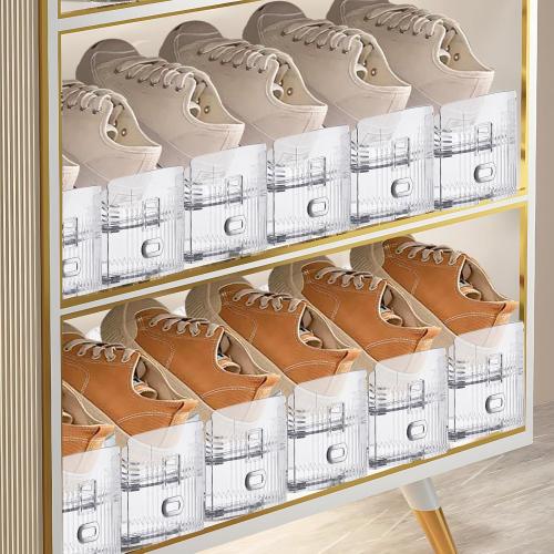 FENRUNXU Shoe Slots Organizer for Closet,8 Pack Shoe Stacker Shoe Rack Organizer for Closet Space Saver Storage Shoe Holder Organization(Transparent)