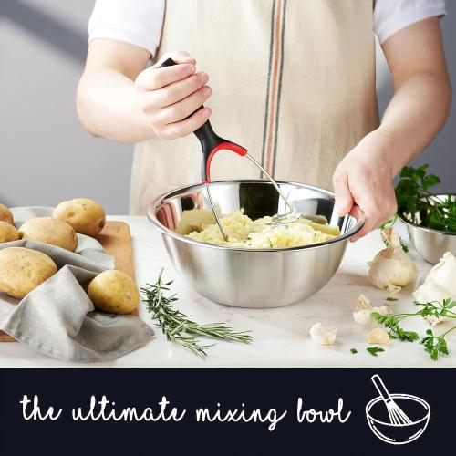 WHYSKO Stainless Steel Mixing Bowl Set, 10 Piece Stainless Steel Mixing Bowls with Lids Set for Food Prep Storage and Serving, Dishwasher Safe for Kitchen Baking Cooking, Silver