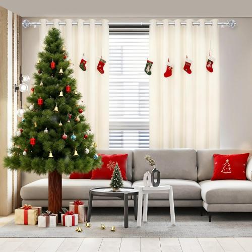 1 Inch Curtain Rods 72 to 144 Inches (6 to 12 ft) Telescoping Single Drapery Rod, USFOOK Heavy Duty Curtain Rods for Windows with Silver Decorative Translucent Finials