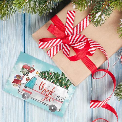 100 Pcs Christmas Mail Carrier Thank You Postcard Letter Carrier Thank You Card 4 x 6 Holiday Christmas Postcard for Postal Greeting Mail Customer Gift (Fresh Style)