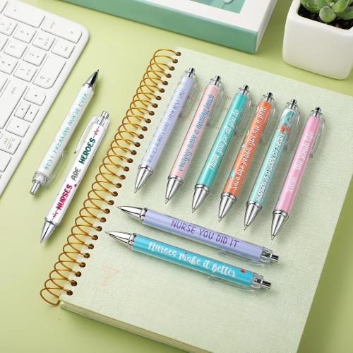 Geyee Nurse Ballpoint Pens Lovely Cartoon Nurse Pens Cute Retractable Nursing Pens Funny Ink Ballpoint Pens for Medical Assistants Students Workers Office Appreciation Gifts (10 Pcs)