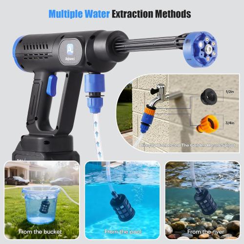 Cordless Pressure Washer,1450 PSI Brushless Portable Power Washer with LCD Display & 100-levels Pressure Adjustable,2×21V Rechargeable Batteries 6-in-1 Nozzle for Car,Patio,RV,Fence & Yard Cleaning