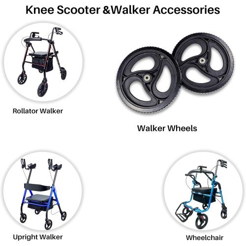 Wheels for rollator Walker Wheelchair Walker Wheels, 10 inches, PVC, Set of 2