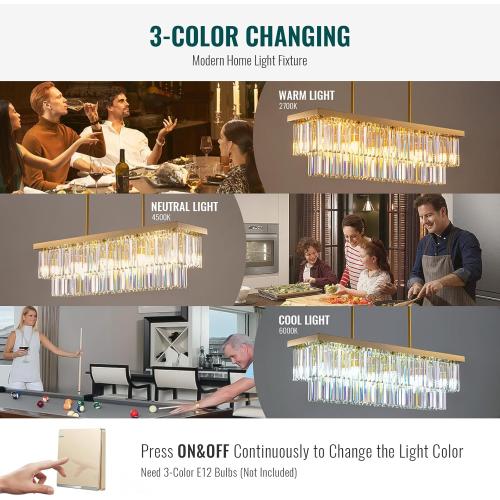 Siljoy 10-Light Rectangle Gold Crystal Chandelier for Dining Room Modern Rectangular 2 Tiers Crystal Raindrop Chandelier Linear Pendant Ceiling Light Fixture for Kitchen Island L40'' x W10'' x H10''