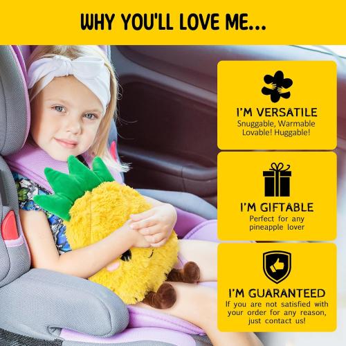 Pineapple Microwavable Unscented Heating Pad for Women and Kids- Cute Soft Cozy Pillow Plush Heatable Warm Stuffed Animals - Kawaii Hot and Cold Plushie Food Toy - Pineapple Gifts for Girls and Boys