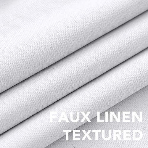 H.VERSAILTEX Linen Blackout Curtains 84 Inches Long 100% Blackout Thermal Insulated Textured Linen Look Curtain Draperies Anti-Rust Grommet, Energy Saving with White Liner, 2 Panels, Bright White