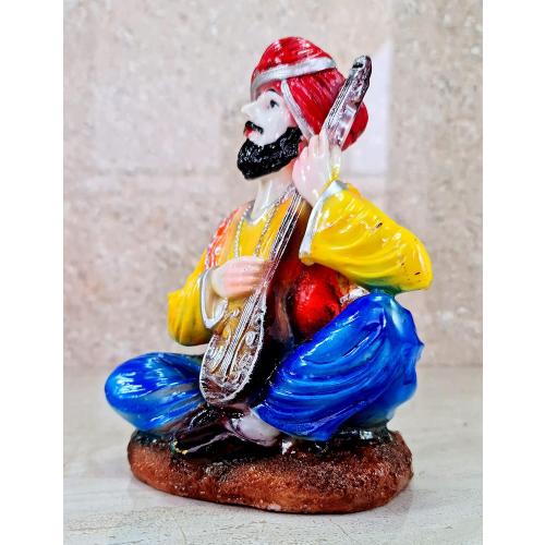 Set of 6 Size 6.6 eSplanade Resin Rajasthani Punjabi Musical Folks Showpiece Figurine Sculpture (Set of 6) | Decorative Items - Home Decor | Multicolour - 6.6 Inches (Yellow Multi)