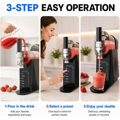 85oz Slushy Maker Machine for Home, Slushie Machines No Ice Needed Countertop with 5 Presets, Auto-Clean, Frozen Margaritas, Cocktails, Frappés, Smoothies, Milkshakes Summer Parties Gifts