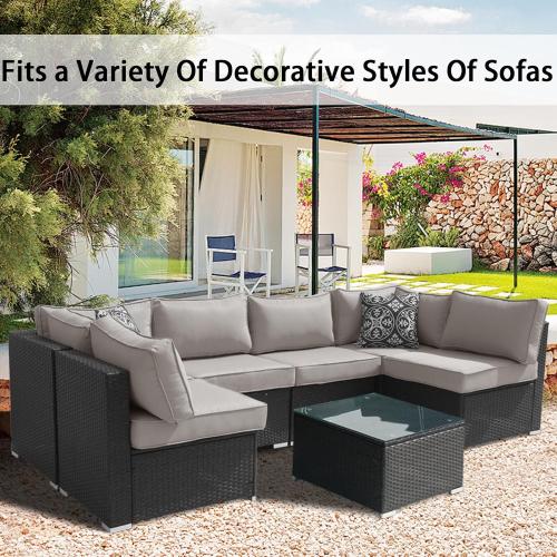 14Pieces Patio Cushion Covers Replacement Outdoor Couch Cushions Covers Splashproof Sofa Slipcovers Set with Zippers,Patio Furniture Protector Cover Only(Light Gray,25.6×25.6×3.94inches)