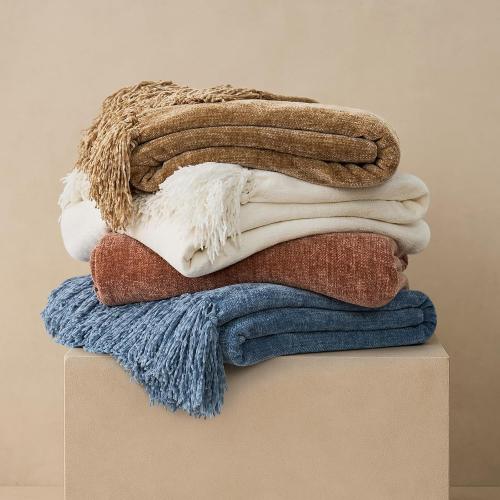 EverGrace Chenille Knit Throw Blanket for Couch, 50x60, Clay