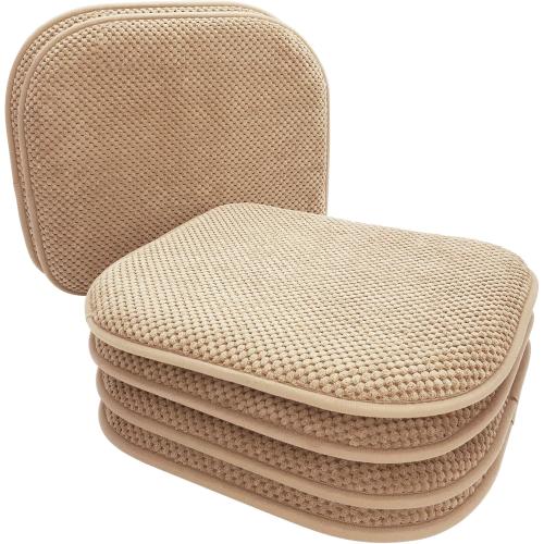 Khaki Foam Seat Cushions Kitchen Chairs Pads for Dining Chairs 6 Pack Non Slip Patio Seat Cushions Washable U Shaped Soft Thick Large Metal Wooden Chair Cushions,17 x 15