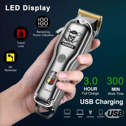 Hatteker Hair Cutting Kit Pro Hair Clippers for Men Professional Barber Clippers IPX7 Waterproof Cordless Beard / Hair Trimmer