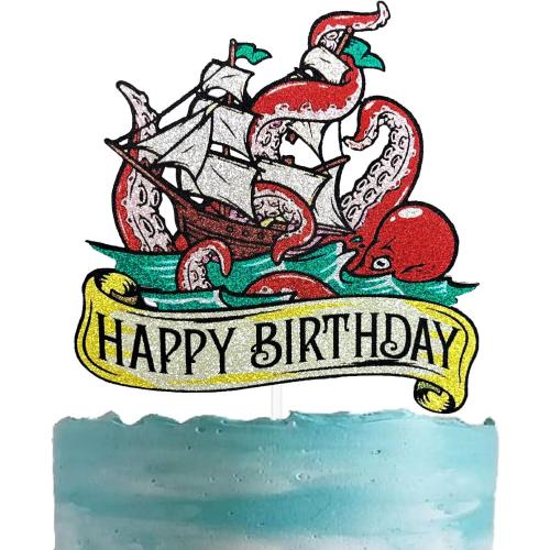 Festus Octopus Cake Topper, Kraken Birthday Party Supplies, Sea Monster Party Decoration, Octopus Tentacles Cake Topper, Pirate Party Favor