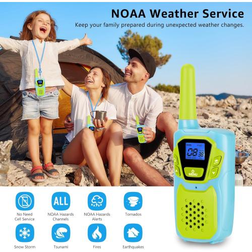 Kids Walkie Talkies 3 Pack NOAA Walkie-Talkies for Adults Rechargeable Long Range 2 Way Radios for Family Camping Hiking Skiing Cruise Ship, Toys for 3-12  Year Old Girls Boys Toddlers