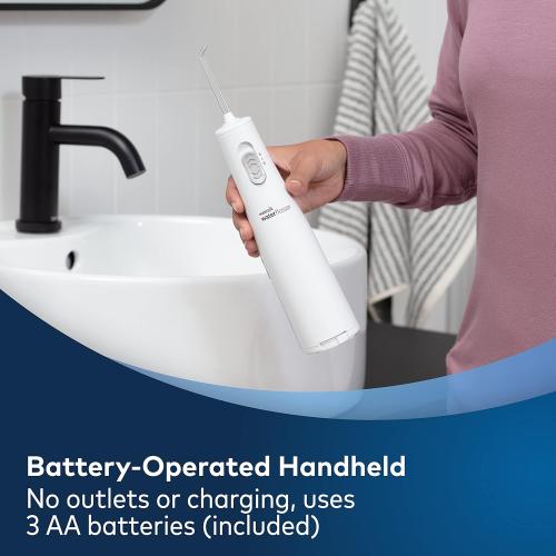 Waterpik Cordless Express Water Flosser, Battery Operated & Portable for Travel & Home, ADA Accepted, Waterproof for Shower Use, White WF-02, Packaging May Vary