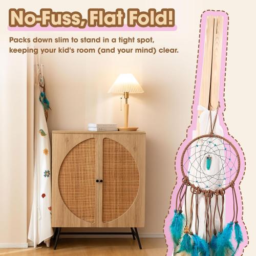 Teepee Tent for Kids with Colorful Flag, Kids Play Tent Indoor with Thicked Mat & Dream Catcher, Toddler Tent with Storage Pockets and Mesh Window for Reading Nook and Imaginative Games