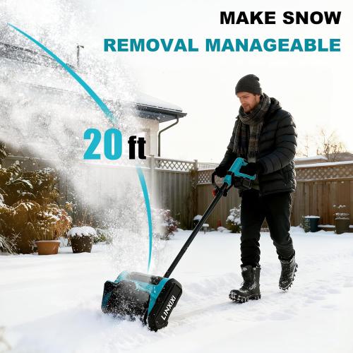 10-Inch Cordless Snow Shovel, 21V Battery Snow Blower with 2X 4.0Ah Batteries & Charger, 6-Inch Depth,20FT Throw Distance Electric Snow Blower for Deck, Patio, Sidewalk, Driveway
