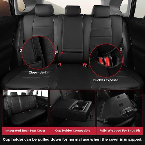 FREESOO for Toyota RAV4 Seat Covers - Custom Fit Car Seat Covers Full Set for Toyota RAV4 2025 2024-2019 LE XLE Limited XLE Premium - Luxury Waterproof Leather SUV Seat Covers - Black