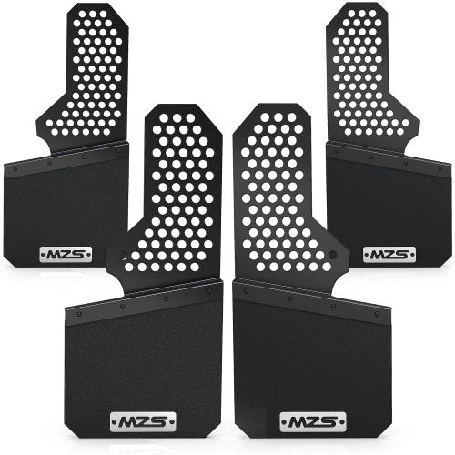 MZS Mud Flaps Splash Guards Compatible with Silverado Sierra Ram 1500 2500 3500 F150 F250 F350 Tacoma 4Runner Tundra Titan XD Truck Pickup, Offset No-Drill Mudflaps Mudguards, Front and Rear, 4Pcs