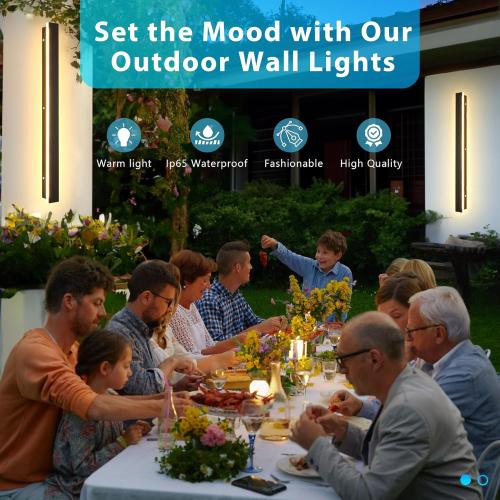 Size 31.5 Outdoor Wall Light LED Long Wall Sconce 31.5in Ip65 Waterproof Black Modern Outdoor Lights 3000k 26W Metal Exterior Light Fixture For Porch Light Patio Front Door Yard Garden Villa Living Room
