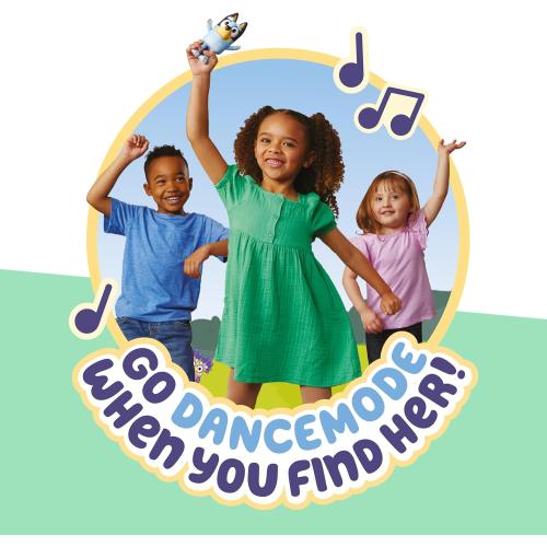 Bluey Game Hide and Seek Figure, Articulated, Musical Kids Figurines with Dance Mode, Interactive Play Toddler Figurine Toys for Ages 3