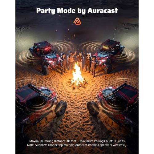 Ehaho 26 Inch 6 Speaker UTV Sound Bar, Bluetooth Golf Cart Speakers [Color Changing RGB & Strobe Light] IP66 Waterproof ATV Speaker System, SXS SoundBar Compatible with Polaris RZR CFmoto Can-Am