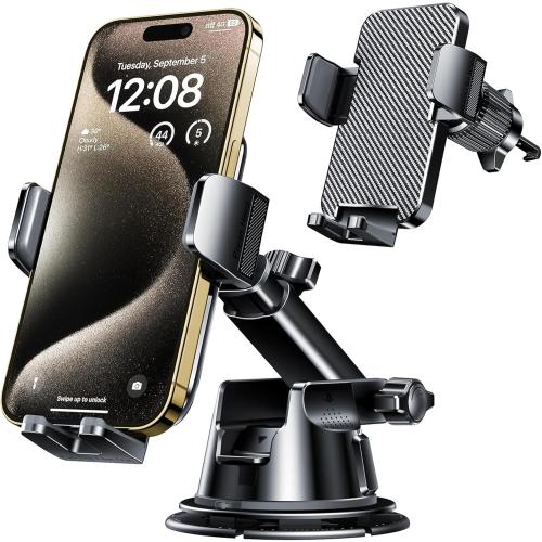 Qifutan Dash Mounted Holders Phone Holders for Your Car Phone Mount for Car Windshield Dashboard Air Vent Universal Desk Mounts Hands Free Automobile Cell Phone Holder Fit for iPhone Smartphone