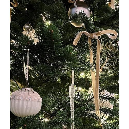 SIMISI RIBBON 24Pcs Khaki Christmas Velvet Ribbon Bows Decorations Xmas Ornaments Vintage Decor for Tree, Wreath, Garland (3/8'' Width, 5 * 7 inch)