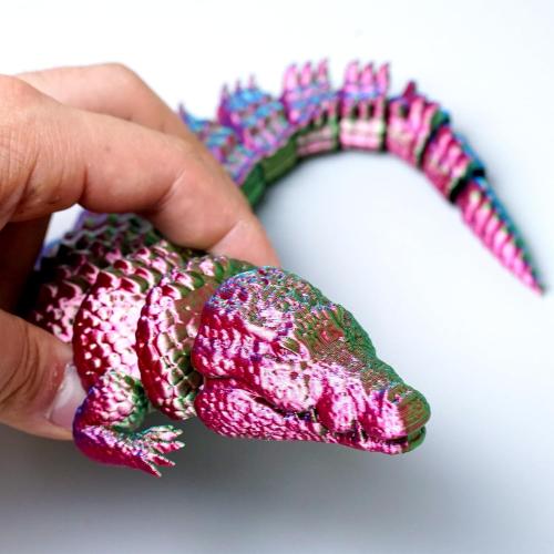 3D Printed Crocodile Model,Flexible Realistic Articulated Toys,Mystery Figurines Gifts for Easter,Executive Desk Funny Décor and Festival Collectible,Easter Basket Stuffers (RGB)