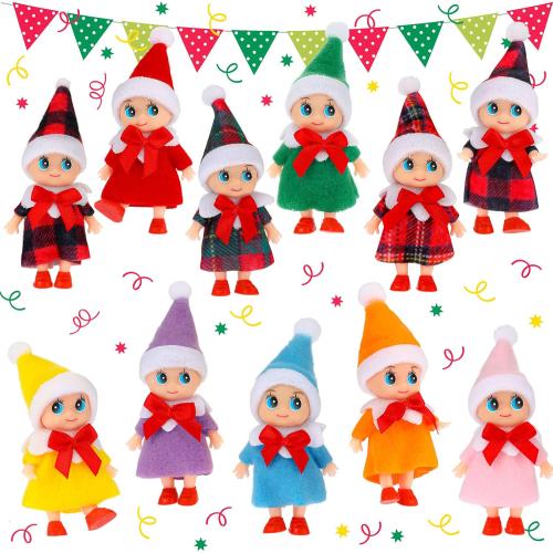 Sumind 11 Pieces Doll Plush Dolls Tiny Christmas Dolls Novelty Toys Accessories for Little Girls and Boys Holiday Christmas Easter New Year Decorations (Lovely Style)