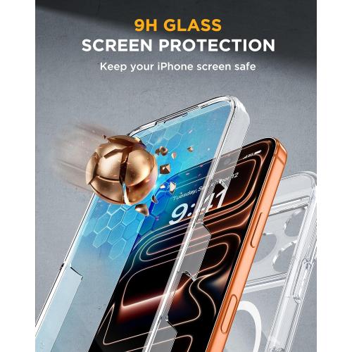 Miracase Magnetic for iPhone 17 Pro Case 6.3 [Compatible with MagSafe] Full-Body Phone Case with Built-in Glass Screen Protector & Camera Control,Drop Proof iPhone 17 Pro Cover, Clear