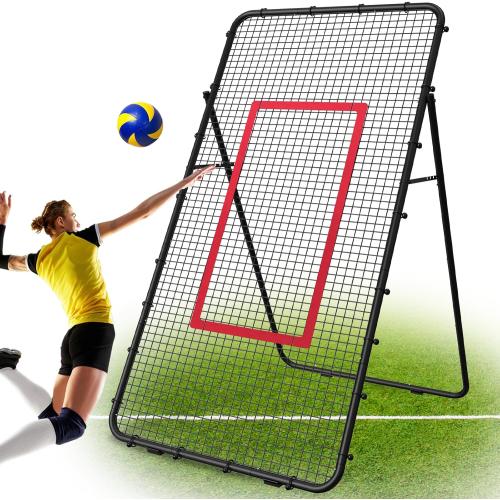 Adjustable Volleyball Rebounder Net 7x4 FT, Steel Frame & High-Tension PE Netting, Durable & Portable Volleyball Training Equipment Practice for Improving Volleying, Bumping, Spiking Skills
