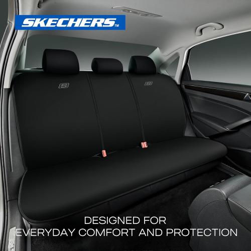 Skechers Seat Covers, Premium Breathable Polyester Car Seat Covers, Car Seat Covers Full Set Airbag Compatible, Automotive Comfort for Most Cars, Vans, Trucks, SUVs (Full Set,Black)
