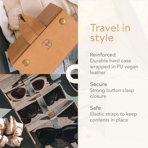 BOSHKU Sunglasses Organizer Case Men Women EyeGlass Holder Storage Travel Case