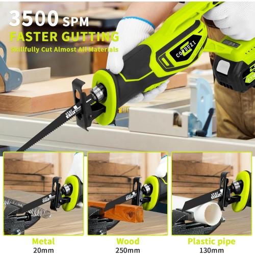 Cordless Reciprocating Saw,Brushless Cordless Saws With 21V 4.0Ah Battery Powered Electric, 0-3500SPM Variable Speed,12 Saw Blades Kit for Wood/Metal/PVC Cutting Included