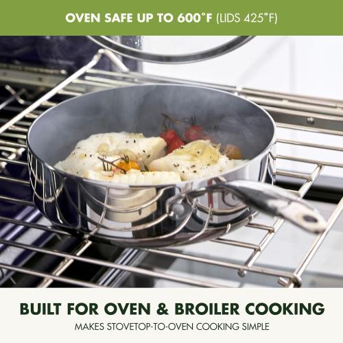 GreenPan Valencia Pro Tri-Ply Stainless Steel  Cookware Set, PFAS-Free Ceramic Nonstick Coating,